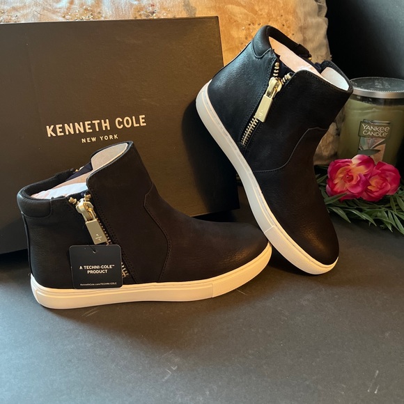 Keneth Cole sneakers women size 5 Kiera nubuck leather High top double z… - Picture 2 of 8